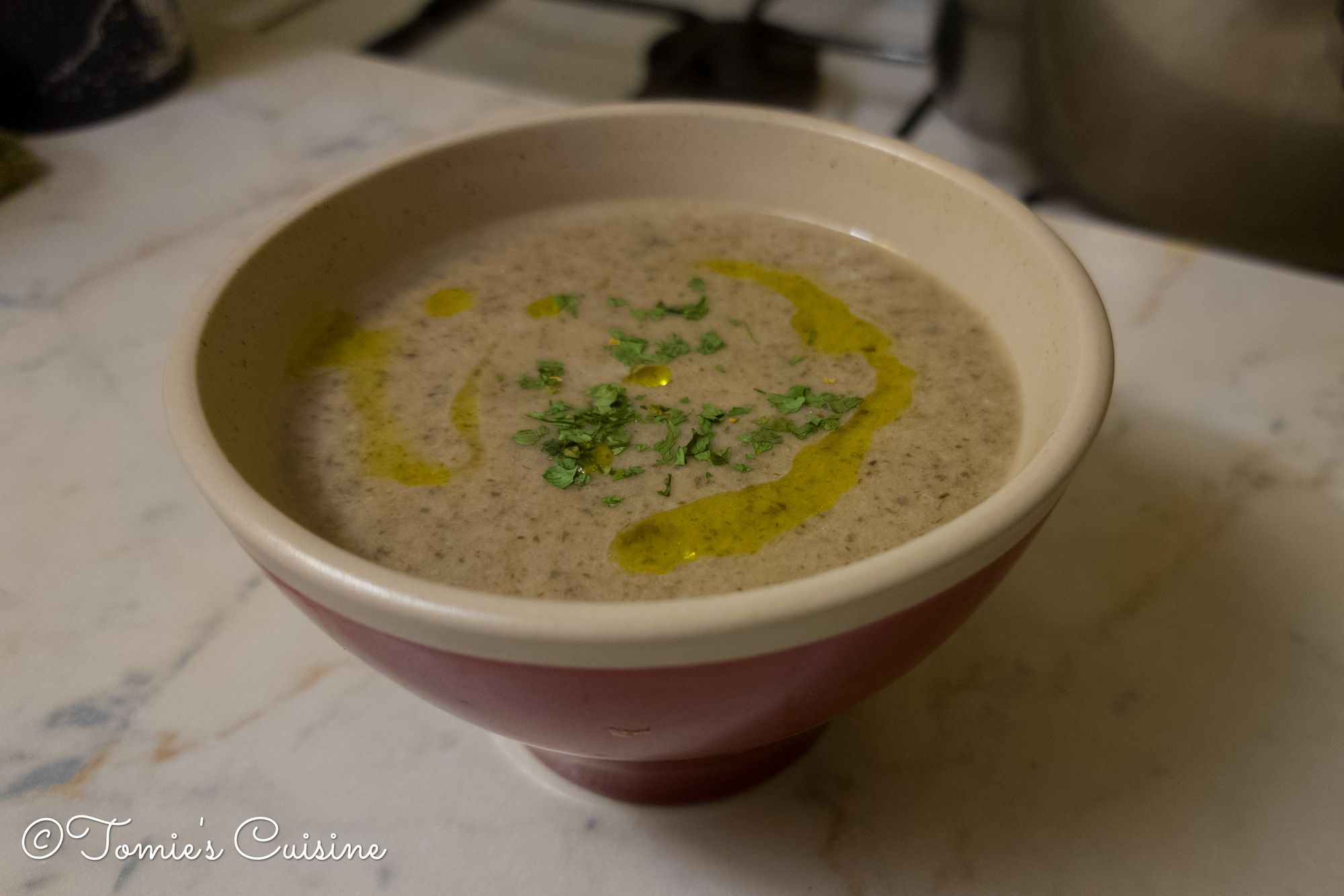 Enjoy a freshly prepared mushroom soup!