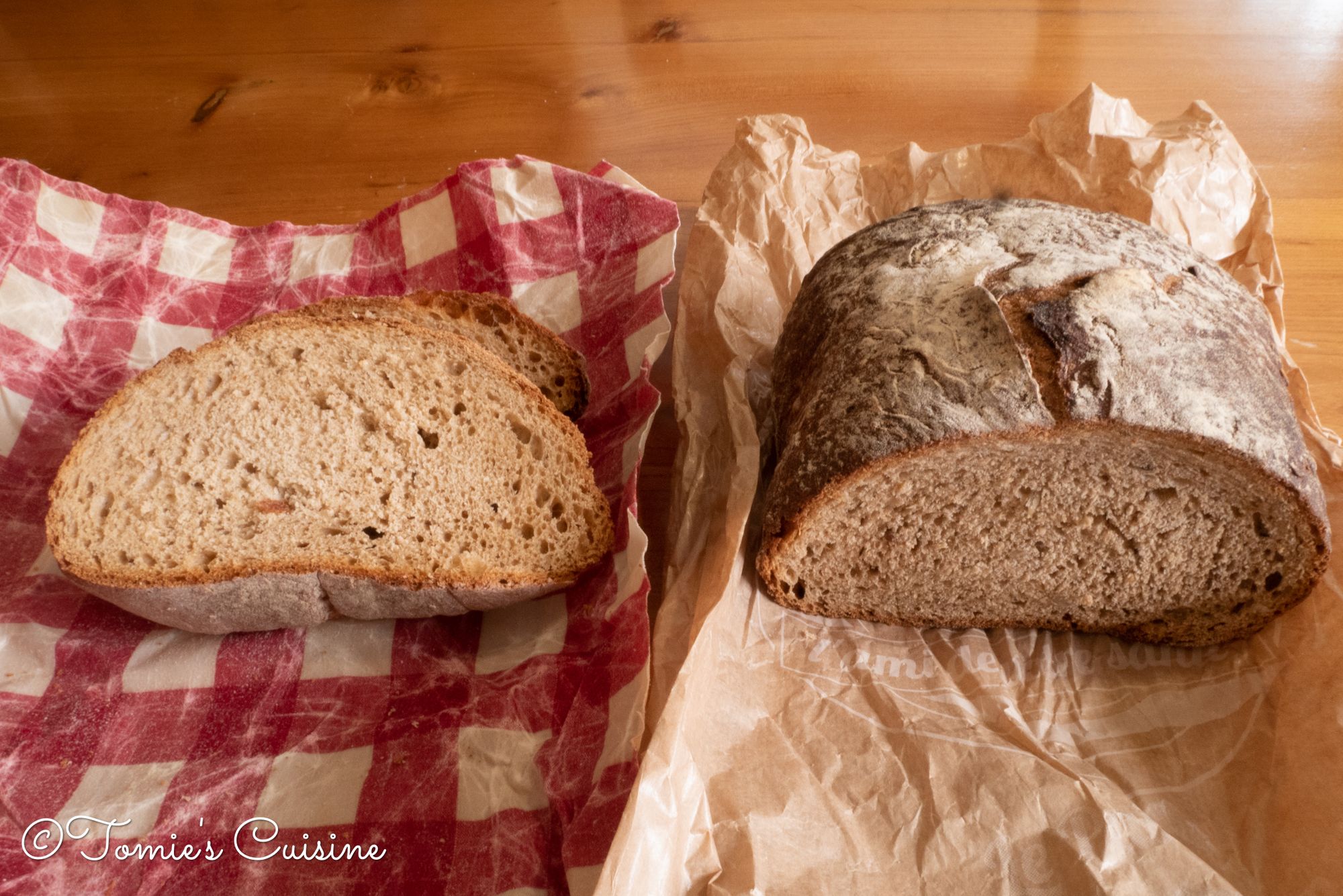 Two different but similar bread purchased on the same day