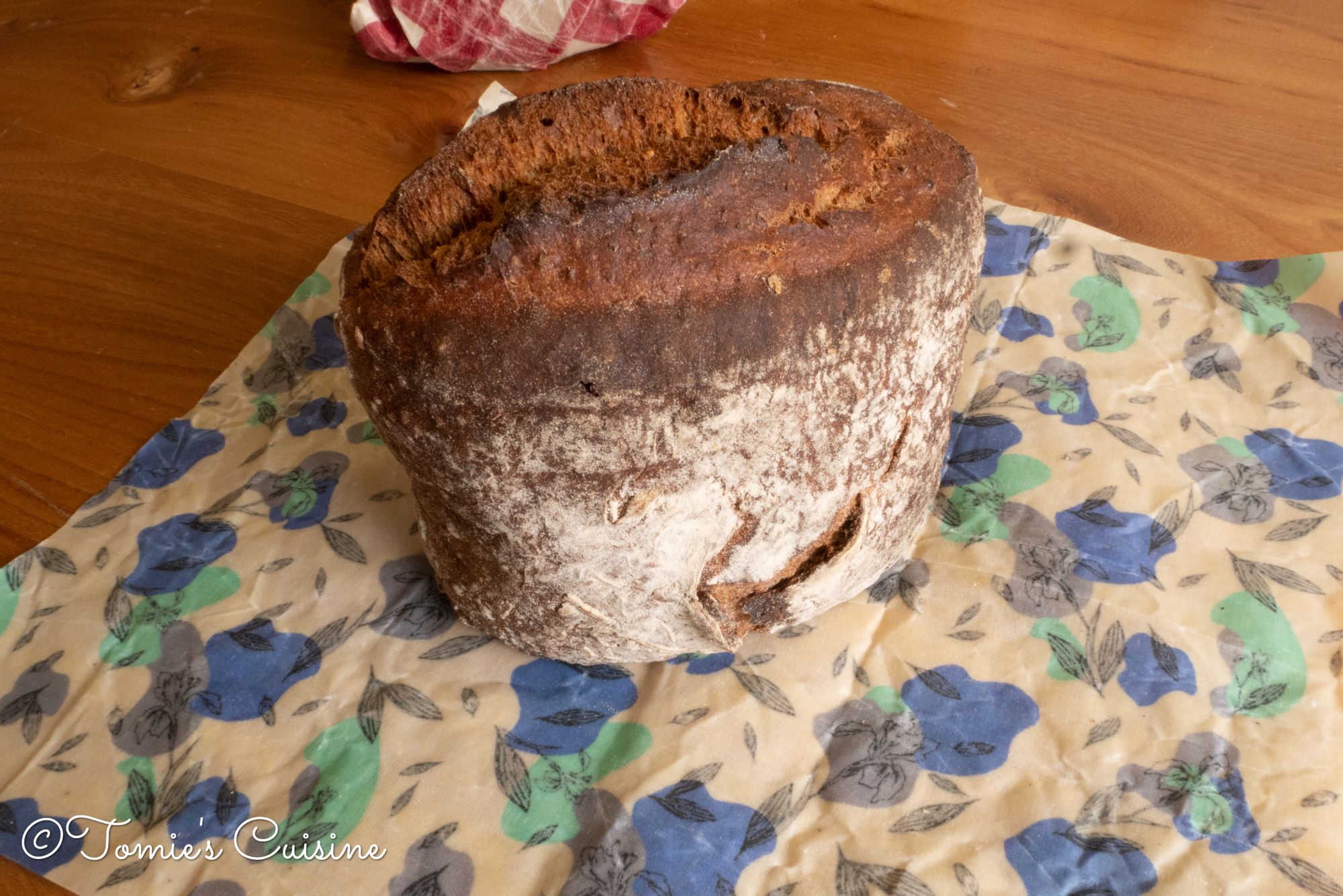 Wrapping the hard bread with beeswax wrap