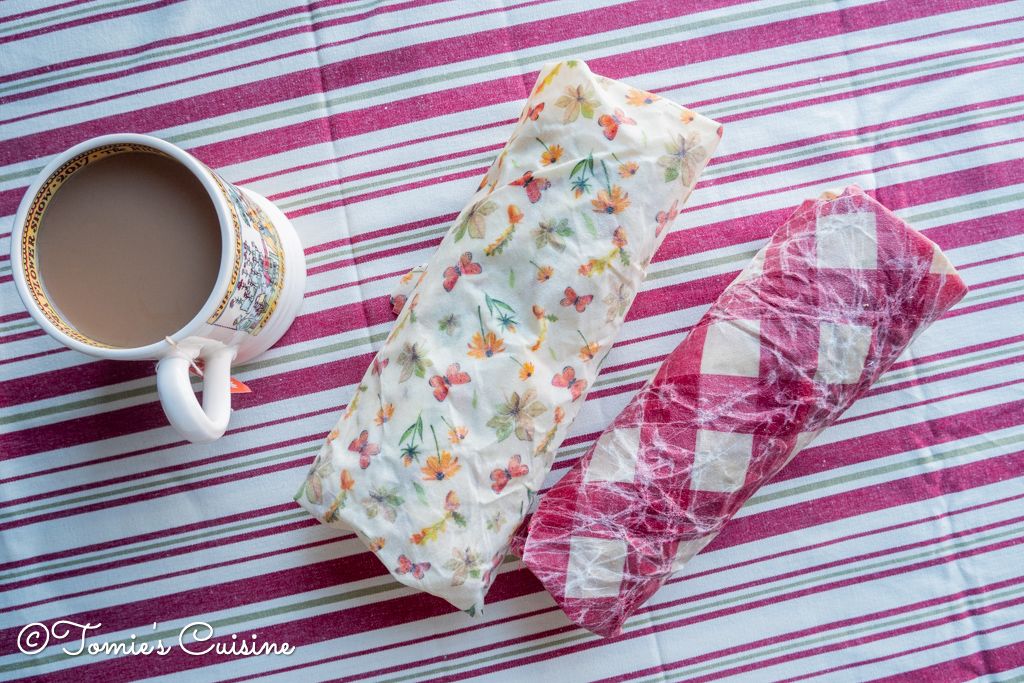 Left: Vegan wax wrap. Right: Beeswax wrap